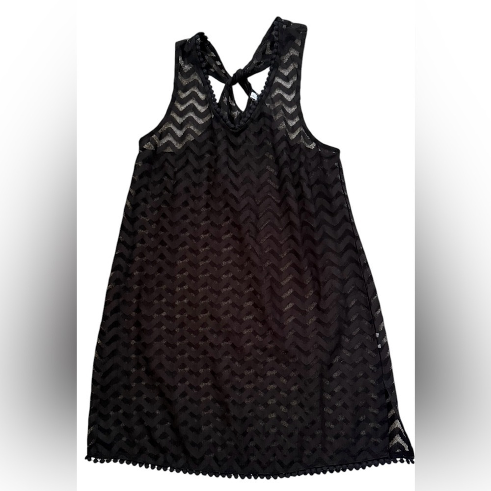 Mud Pie Black Chevron Crochet Swim Coverup